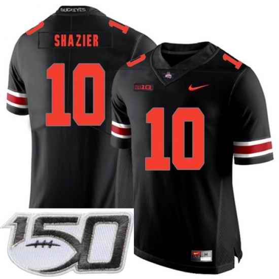 Ohio State Buckeyes 10 Ryan Shazier Black Shadow Nike College Football Stitched 150th Anniversary Patch Jersey